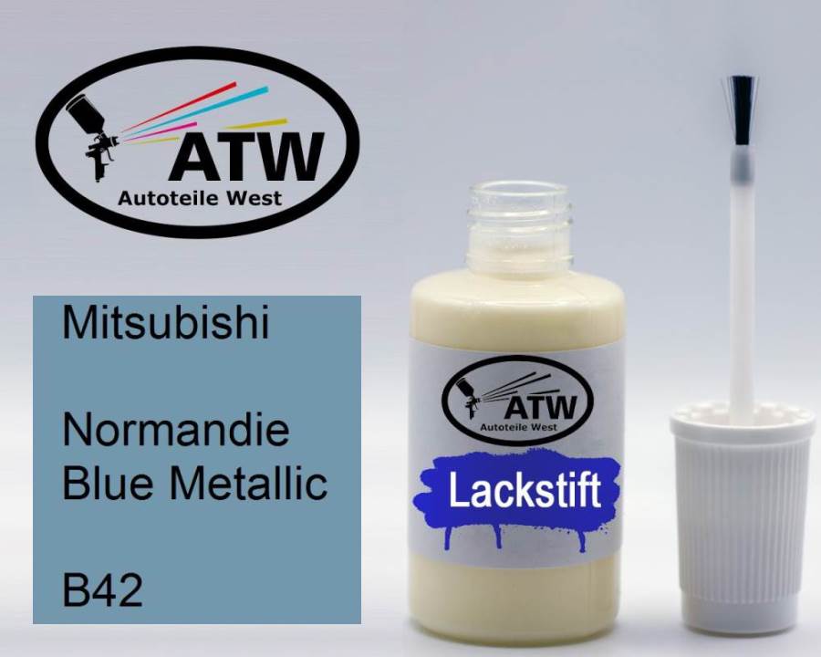 Mitsubishi, Normandie Blue Metallic, B42: 20ml Lackstift, von ATW Autoteile West.